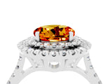 White gold Double Halo Round Cut Citrine Pavé Band with Four-Prong Setting_4