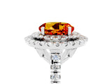 White gold Double Halo Round Cut Citrine Pavé Band with Four-Prong Setting_5