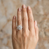 White gold Double Halo Round Cut Diamond Pavé Band with Four-Prong Setting_106