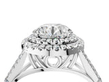 White gold Double Halo Round Cut Diamond Split Shank Engagement Ring with Four-Prong Setting_7