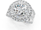 White gold Double Halo Round Cut Diamond Split Shank Pave Set Ring_1