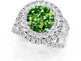 White gold Double Halo Round Cut Diamond Split Shank Pave Set Ring_1