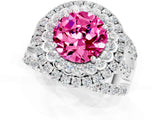 White gold Double Halo Round Cut Diamond Split Shank Pave Set Ring_1