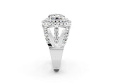 White gold Double Halo Round Cut Diamond Split Shank Pave Set Ring_2