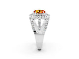 White gold Double Halo Round Cut Diamond Split Shank Pave Set Ring_2