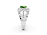 White gold Double Halo Round Cut Diamond Split Shank Pave Set Ring_2
