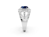 White gold Double Halo Round Cut Diamond Split Shank Pave Set Ring_2