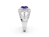 White gold Double Halo Round Cut Diamond Split Shank Pave Set Ring_2