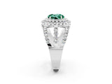 White gold Double Halo Round Cut Diamond Split Shank Pave Set Ring_2