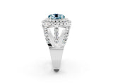 White gold Double Halo Round Cut Diamond Split Shank Pave Set Ring_2
