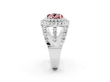 White gold Double Halo Round Cut Diamond Split Shank Pave Set Ring_2