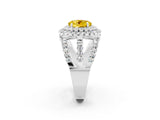 White gold Double Halo Round Cut Diamond Split Shank Pave Set Ring_2
