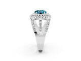 White gold Double Halo Round Cut Diamond Split Shank Pave Set Ring_2