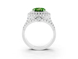 White gold Double Halo Round Cut Diamond Split Shank Pave Set Ring_3