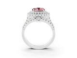 White gold Double Halo Round Cut Diamond Split Shank Pave Set Ring_3
