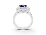 White gold Double Halo Round Cut Diamond Split Shank Pave Set Ring_3
