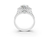 White gold Double Halo Round Cut Diamond Split Shank Pave Set Ring_3