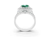 White gold Double Halo Round Cut Diamond Split Shank Pave Set Ring_3