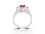 White gold Double Halo Round Cut Diamond Split Shank Pave Set Ring_3