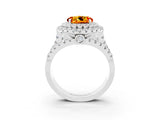 White gold Double Halo Round Cut Diamond Split Shank Pave Set Ring_3