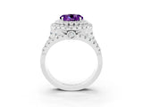 White gold Double Halo Round Cut Diamond Split Shank Pave Set Ring_3
