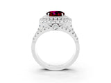 White gold Double Halo Round Cut Diamond Split Shank Pave Set Ring_3