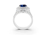 White gold Double Halo Round Cut Diamond Split Shank Pave Set Ring_3
