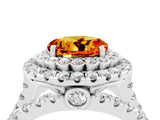 White gold Double Halo Round Cut Diamond Split Shank Pave Set Ring_4
