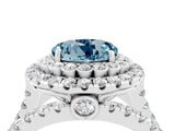 White gold Double Halo Round Cut Diamond Split Shank Pave Set Ring_4