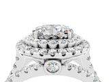 White gold Double Halo Round Cut Diamond Split Shank Pave Set Ring_4