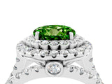 White gold Double Halo Round Cut Diamond Split Shank Pave Set Ring_4