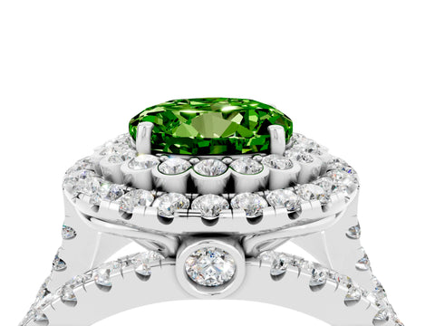 White gold Double Halo Round Cut Diamond Split Shank Pave Set Ring_4