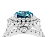 White gold Double Halo Round Cut Diamond Split Shank Pave Set Ring_4