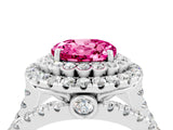 White gold Double Halo Round Cut Diamond Split Shank Pave Set Ring_4