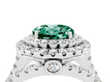 White gold Double Halo Round Cut Diamond Split Shank Pave Set Ring_4