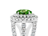 White gold Double Halo Round Cut Diamond Split Shank Pave Set Ring_5