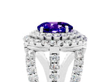 White gold Double Halo Round Cut Diamond Split Shank Pave Set Ring_5