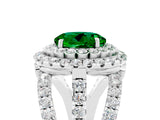 White gold Double Halo Round Cut Diamond Split Shank Pave Set Ring_5