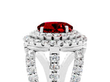 White gold Double Halo Round Cut Diamond Split Shank Pave Set Ring_5