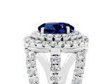 White gold Double Halo Round Cut Diamond Split Shank Pave Set Ring_5