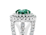 White gold Double Halo Round Cut Diamond Split Shank Pave Set Ring_5
