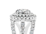 White gold Double Halo Round Cut Diamond Split Shank Pave Set Ring_5