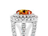 White gold Double Halo Round Cut Diamond Split Shank Pave Set Ring_5