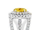 White gold Double Halo Round Cut Diamond Split Shank Pave Set Ring_5