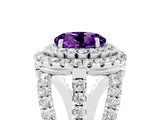 White gold Double Halo Round Cut Diamond Split Shank Pave Set Ring_5