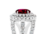 White gold Double Halo Round Cut Diamond Split Shank Pave Set Ring_5