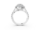White gold Double Halo Round Cut Diamond Split Shank Ring with Four Prong Setting_48