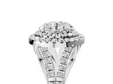 White gold Double Halo Round Cut Diamond Split Shank Ring with Four Prong Setting_50