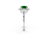 White gold Double Halo Round Cut Emerald Pavé Band with Four-Prong Setting_2