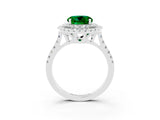 White gold Double Halo Round Cut Emerald Pavé Band with Four-Prong Setting_3